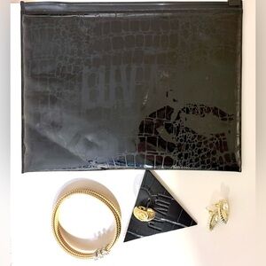 Luv AJ Jewelry Set Pave Trio Snake Chain Bracelet Coquille Swirl Ring & Earrings